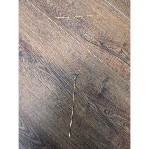 Anthropologie NWOT Delicate Labradorite Drop Lariat Necklace Gold Plated - Picture 1 of 2